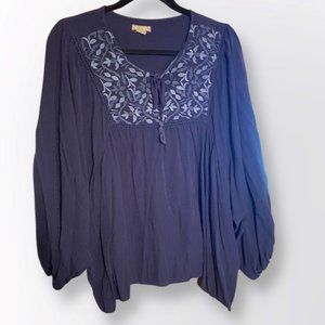 Falls Creek Navy Peasant Style Top - 2x